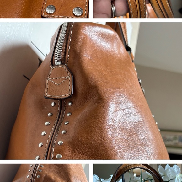 Michael Kors vintage Studded Tan Leather Tote Bag - Picture 3 of 10